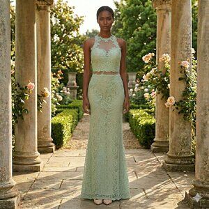 2/$95 Cinderella Divine Mint Green Maxi Long Evening Dress Prom Wedding Party